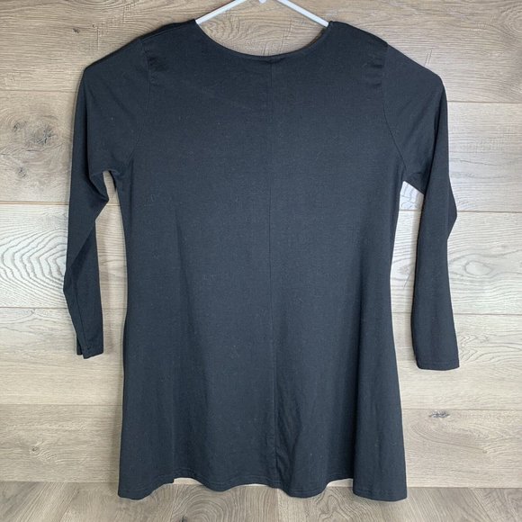 Lildy Swing Tunic Womens Size L-XL Black Solid Long Sleeve Side Seam Pockets - Picture 6 of 8